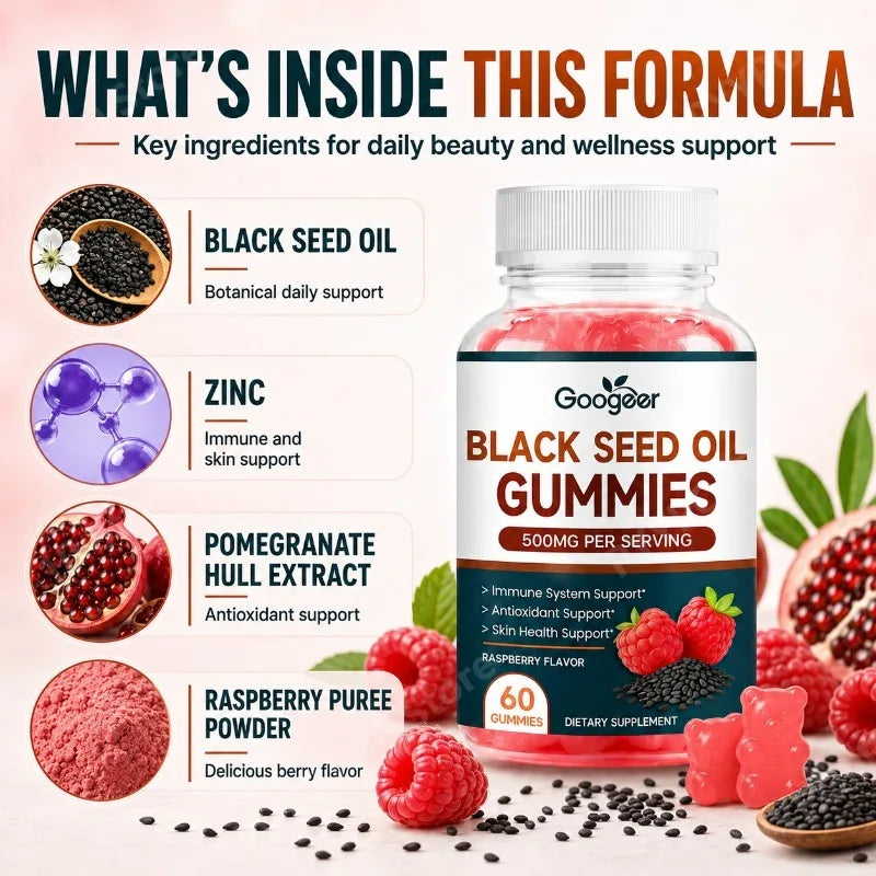 Daily Wellness Black Seed Oil Gummies with Zinc - Raspberry Flavor