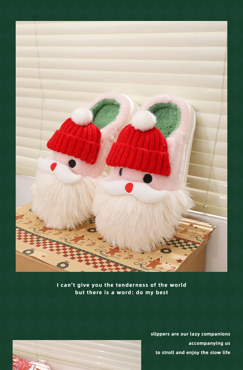 Women's Cute Santa Claus Plush Slippers | Cozy Christmas Indoor Shoes