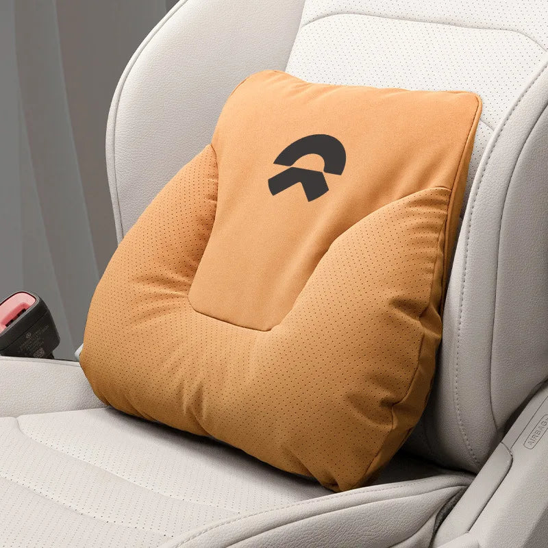 Premium Leather Car Neck Pillow | Ultimate Lumbar Support