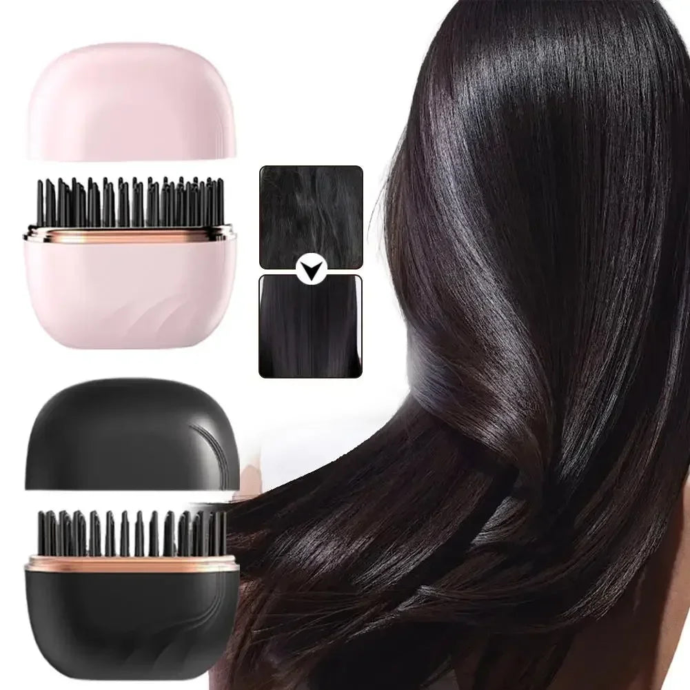 Mini Rechargeable Hair Straightener Brush | Portable & Lightweight