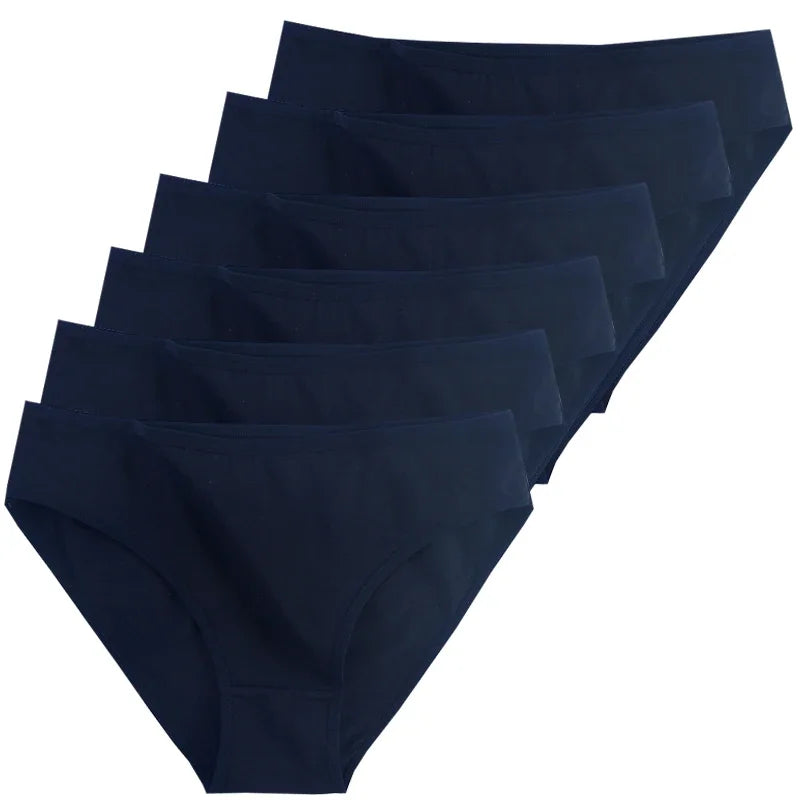 6pcs Women's Soft Cotton Middle-Waisted Briefs | Comfortable Underwear
