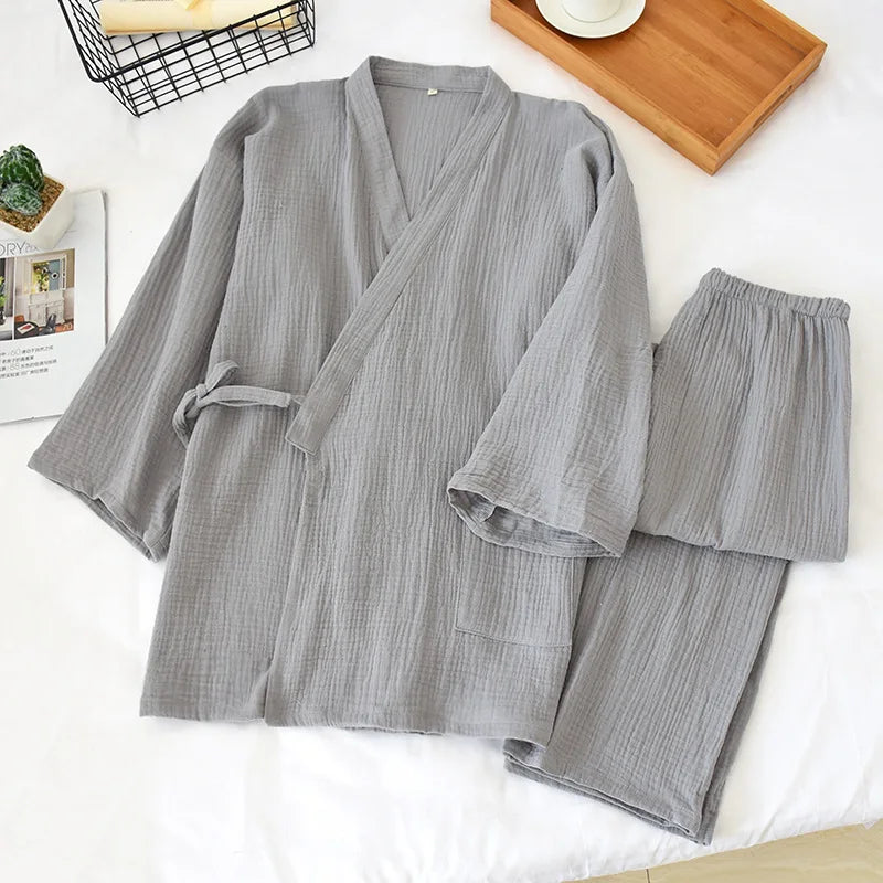 Men's Plus Size Cotton Kimono Pajamas | Stylish Comfort Homewear