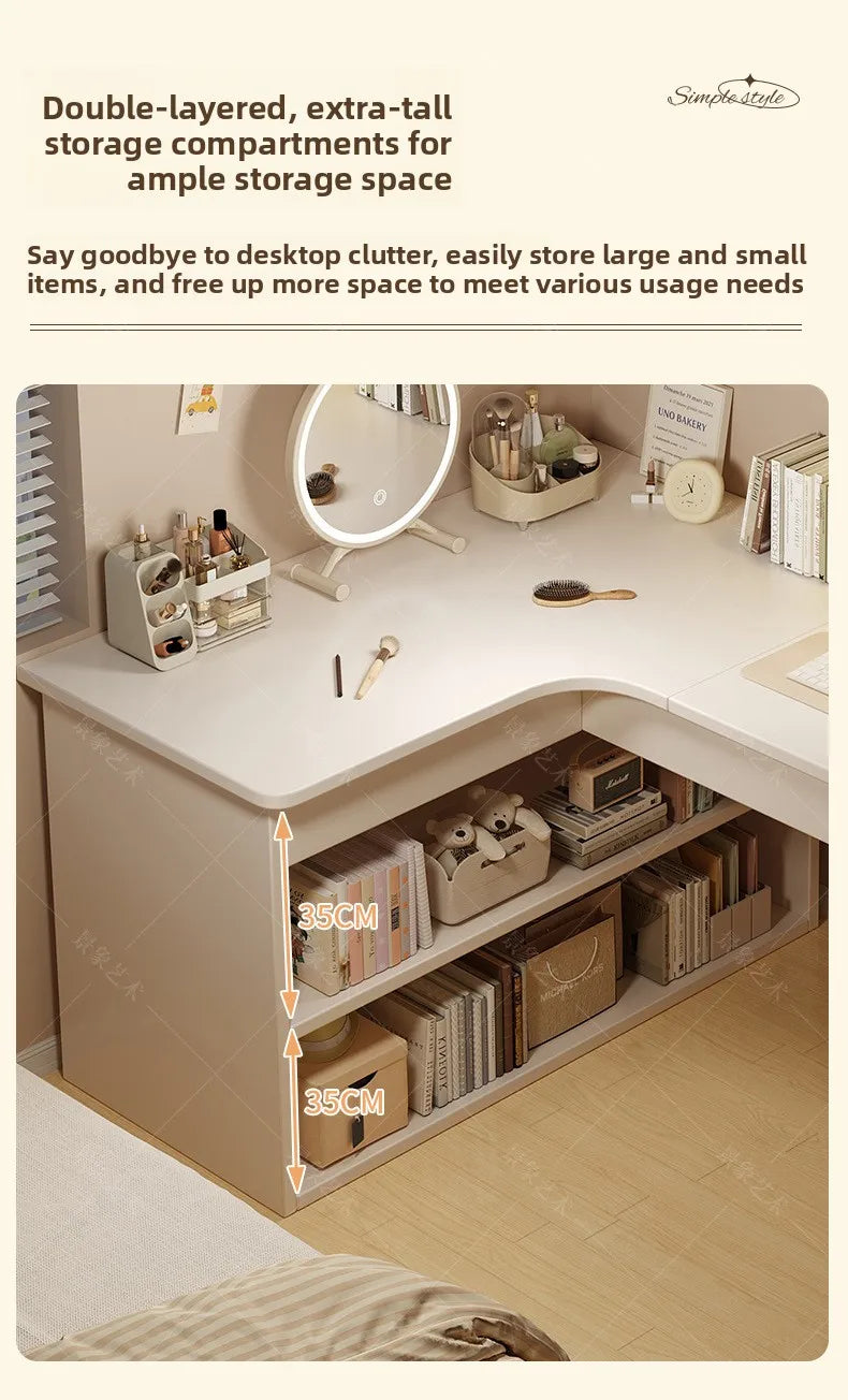 Versatile White Corner Computer Desk | Stylish Workstation & Bookshelf