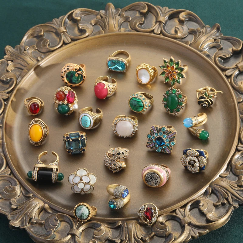 Vintage Sun Ring with Yellow Stone | Elegant Antique Jewelry
