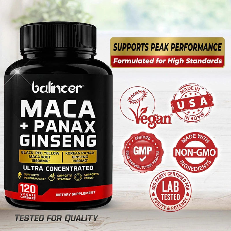 Maca & Ginseng Capsules for Energy & Muscle Support