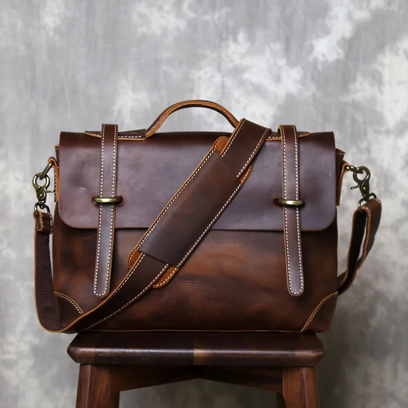 Retro Leather Commuter Handbag | Stylish & Versatile Bag for Men