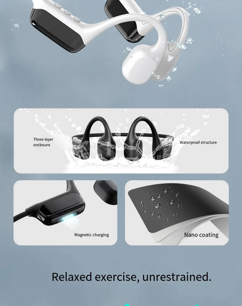 IPX8 Waterproof Bone Conduction Headphones | Open-Ear Bluetooth