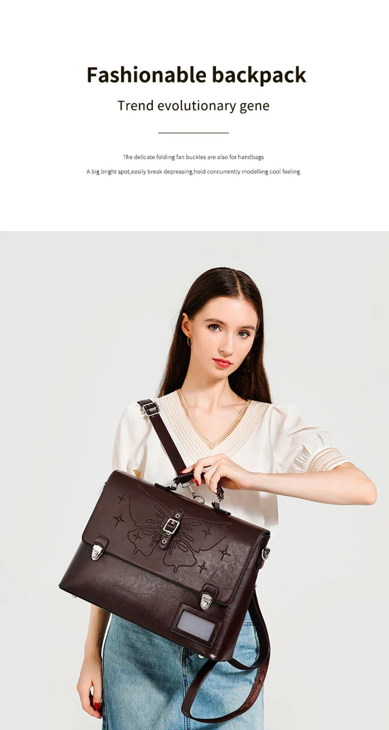 Stylish Cowhide Women's Backpack | Large Capacity Leather Bag