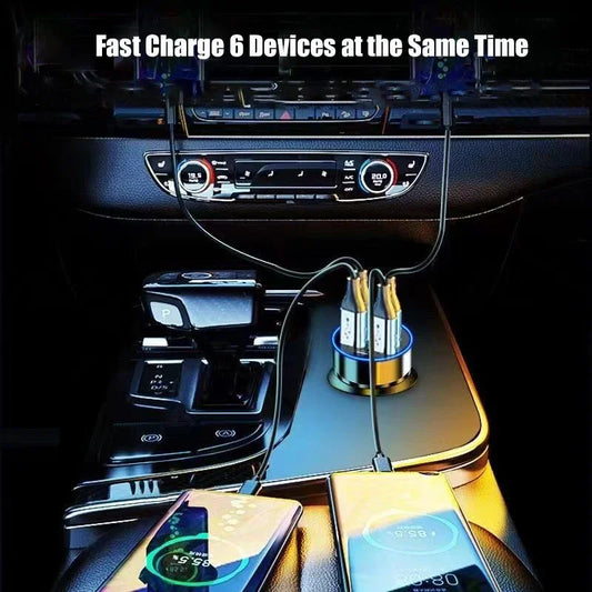 130W 6-in-1 USB-C Car Charger Adapter | Fast Charging Solution