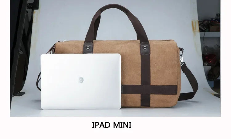 Large Capacity Casual Men's Canvas Travel Handbag | Lightweight Shoulder Bag