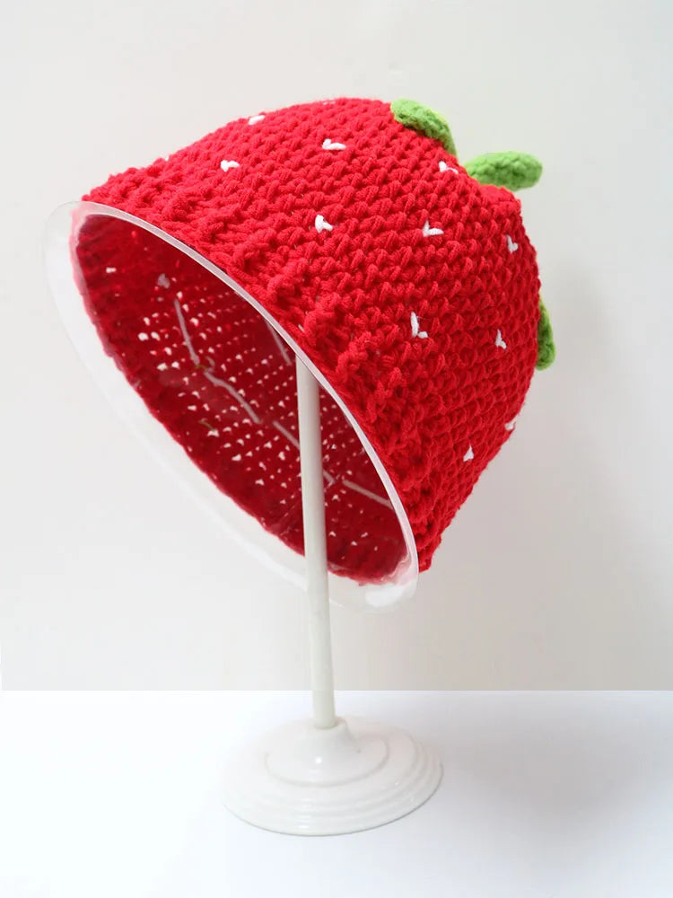 Charming Cartoon Strawberry Fishing Hat | Trendy Bohemian Crochet