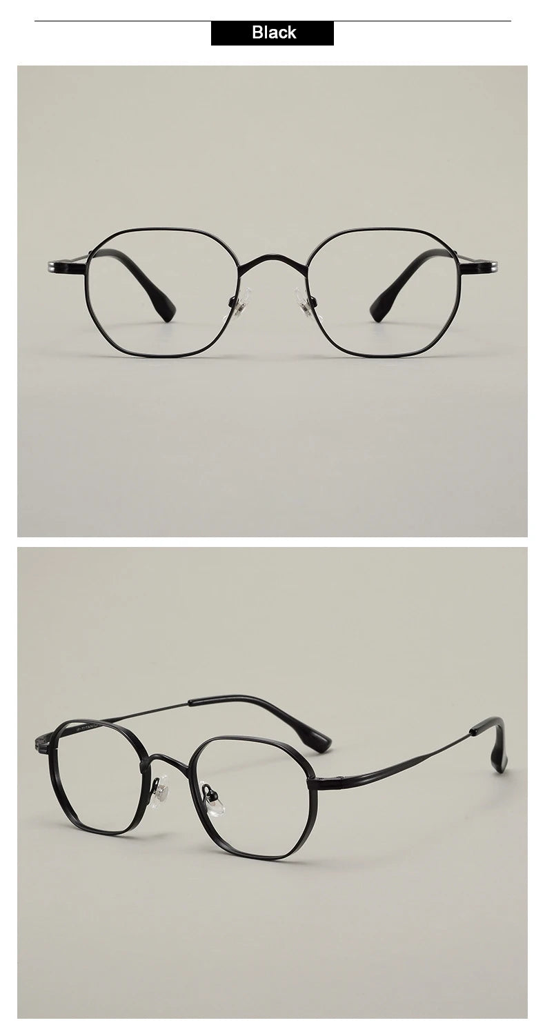 Luxury Retro Polygon Eyeglasses | Ultra-Light Pure Titanium Frames