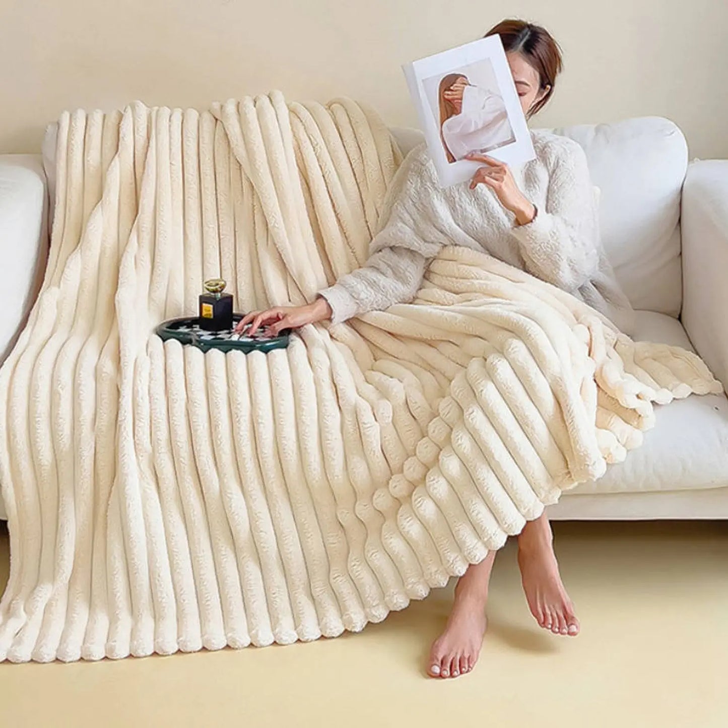 Ultra Soft Striped Fleece Throw Blanket | Warm & Cozy Comfort