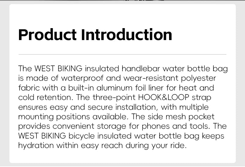 Bicycle Handlebar Bag | Water Bottle Carrier & Insulation Bag