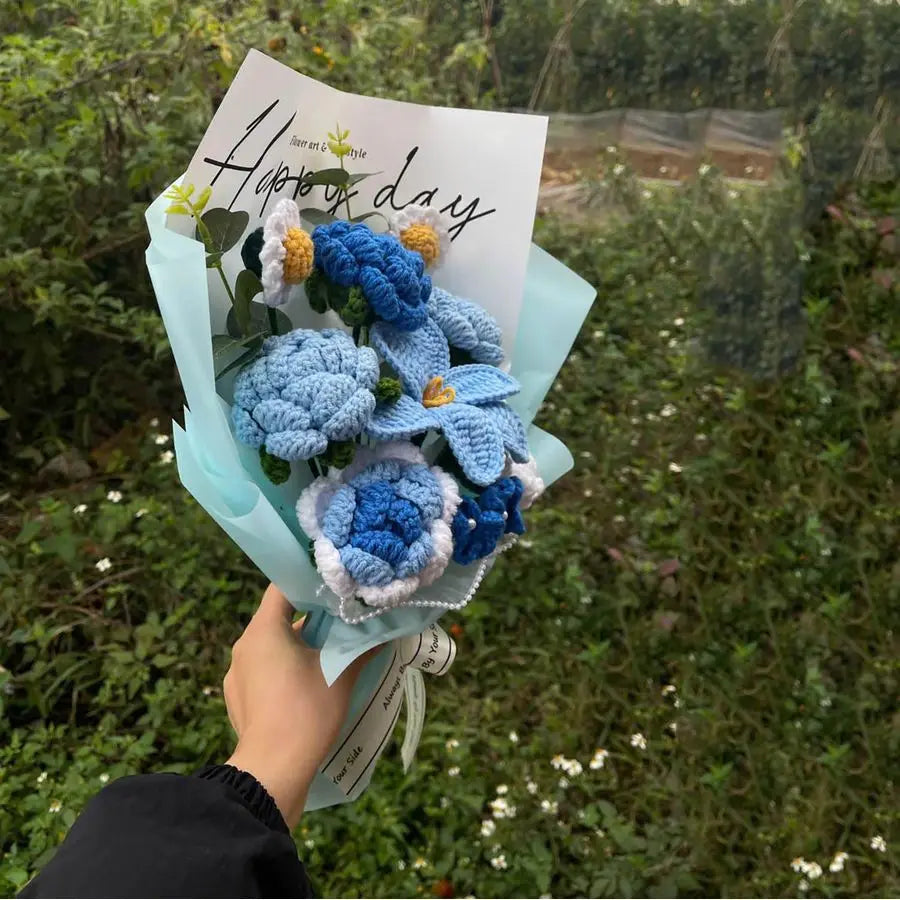 Ramo de flores azules de ganchillo hecho a mano | Regalo perfecto para cualquier ocasión