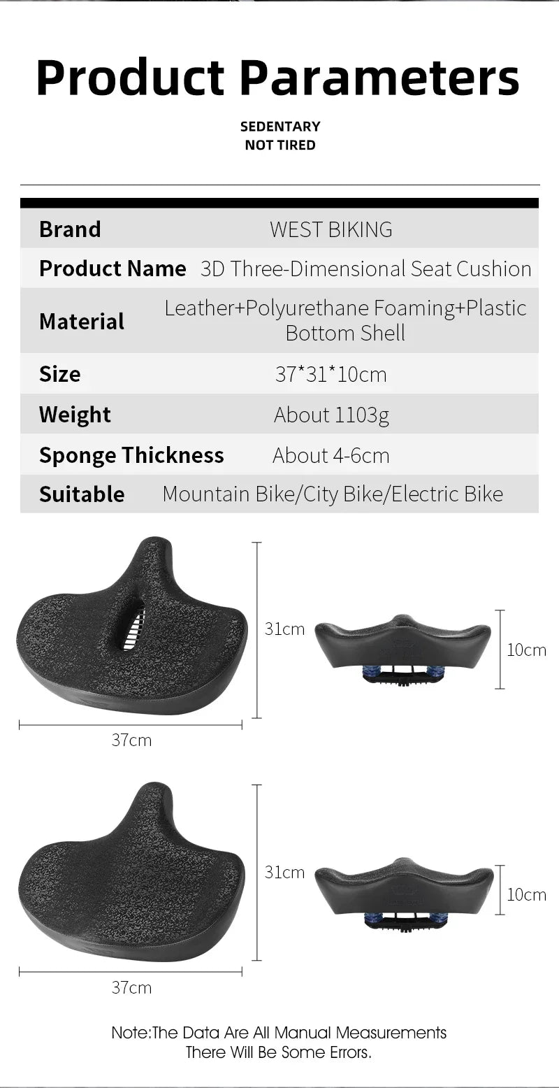 Ultra Wide Ergonomic MTB Saddle | Comfortable Shock-Absorbing Seat