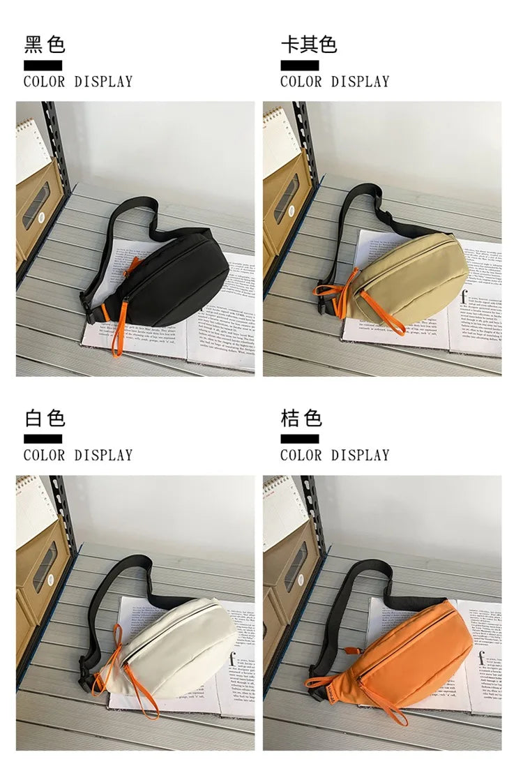 Street Casual Hip Hop Sport Fanny Pack Men Women Waterproof Functional Crossbody Bag Fashion Motorcycle Chest Bag Green Orange