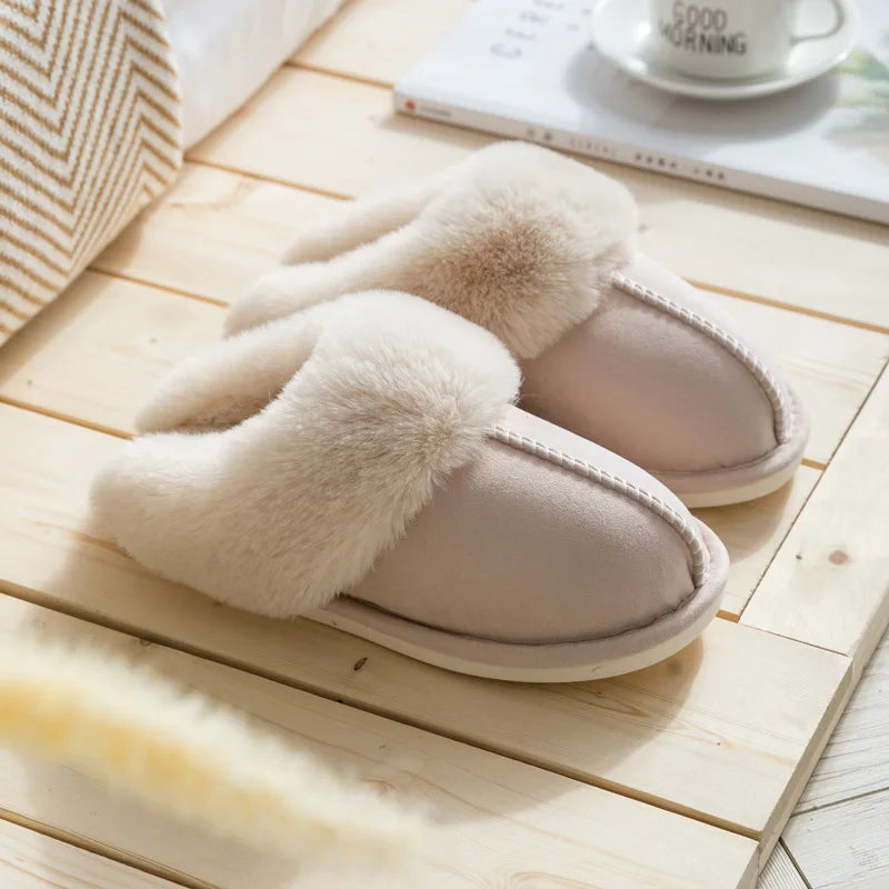 Women's Luxury Faux Suede Plush Slippers | Cozy Winter House Shoes