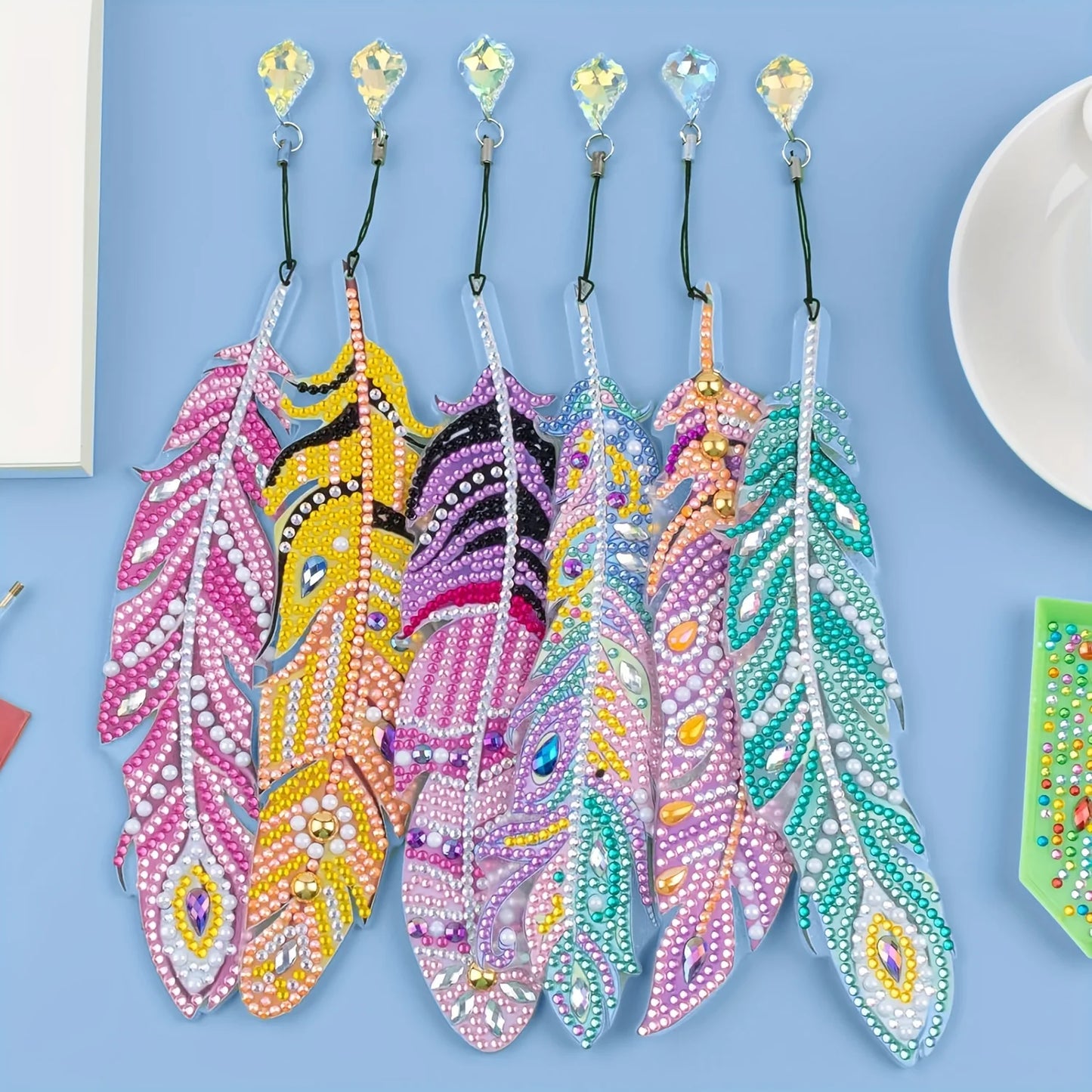 DIY Diamond Art Feather Bookmark Kit - Fun Creative Craft Set