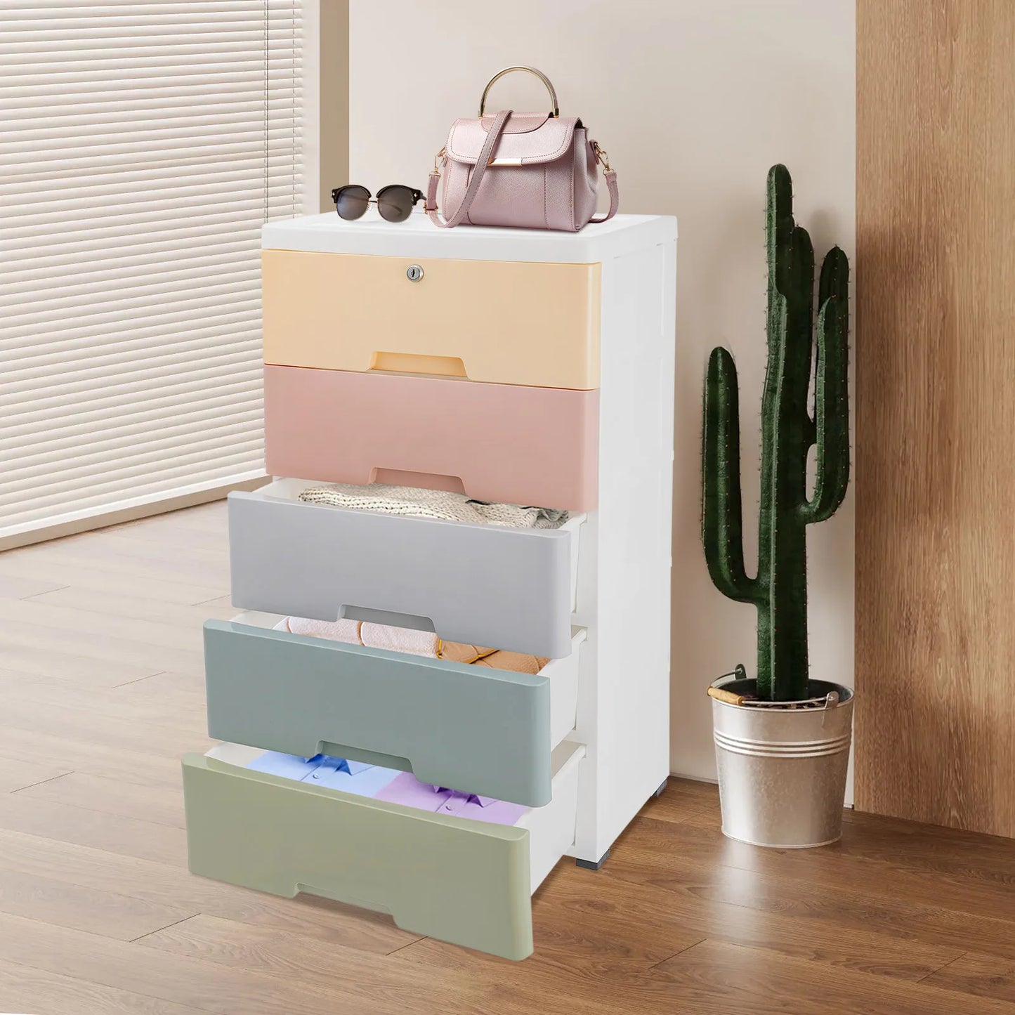 5-Drawer Plastic Storage Cabinet | Large Capacity Organization