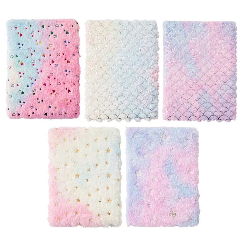 Dreamy Gradient Plush Cover Notebook | Cute Journal for Students