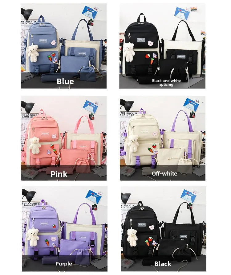 Large Capacity Kids Backpack | Versatile Nylon School Bag Set