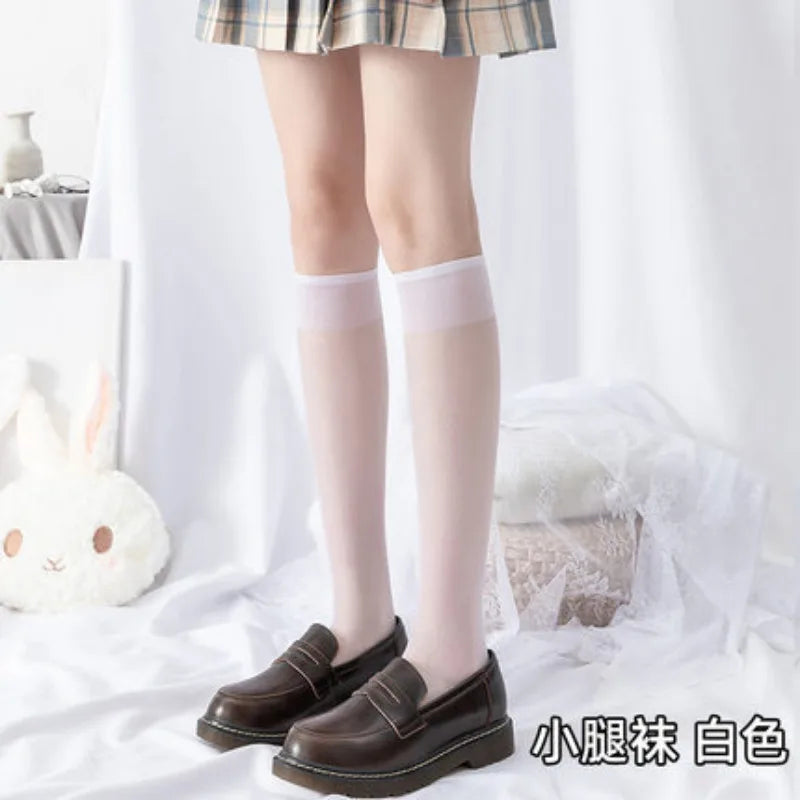 Ultra-Thin Transparent Nylon Mesh Stockings | Summer Knee High Socks