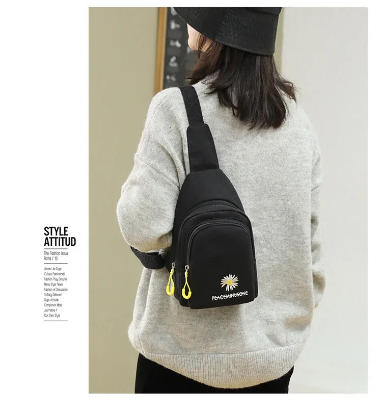 Chic Embroidered Canvas Chest Bags for Women | Versatile Crossbody Style