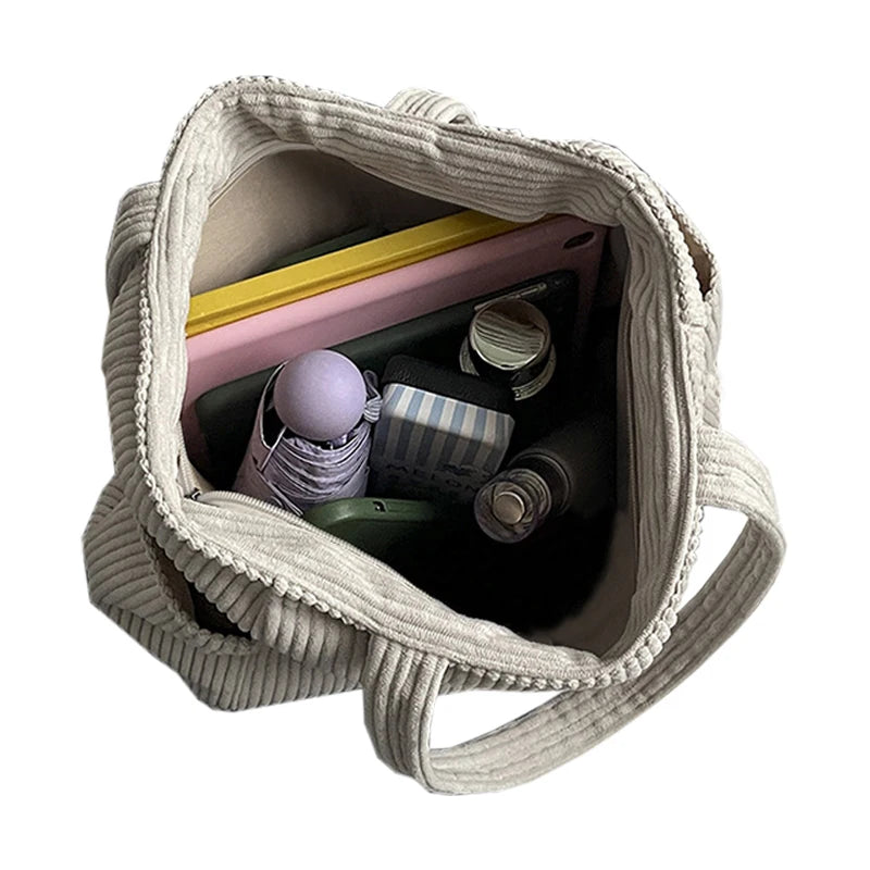 Trendy Multi-color Corduroy Tote Bag | Stylish Lightweight Bag