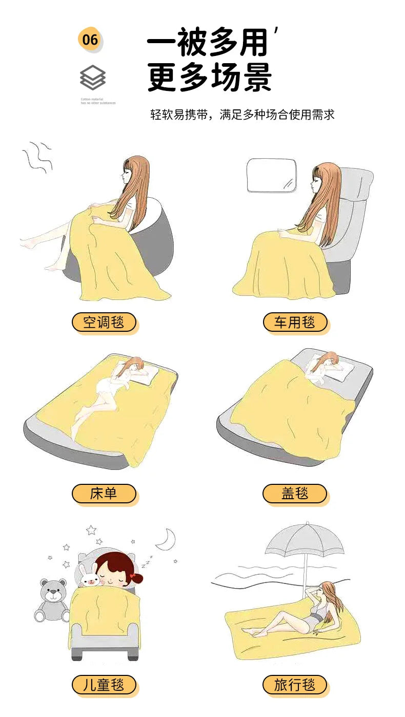 Breathable Summer Quilt | Multi-functional Cotton Towel Blanket