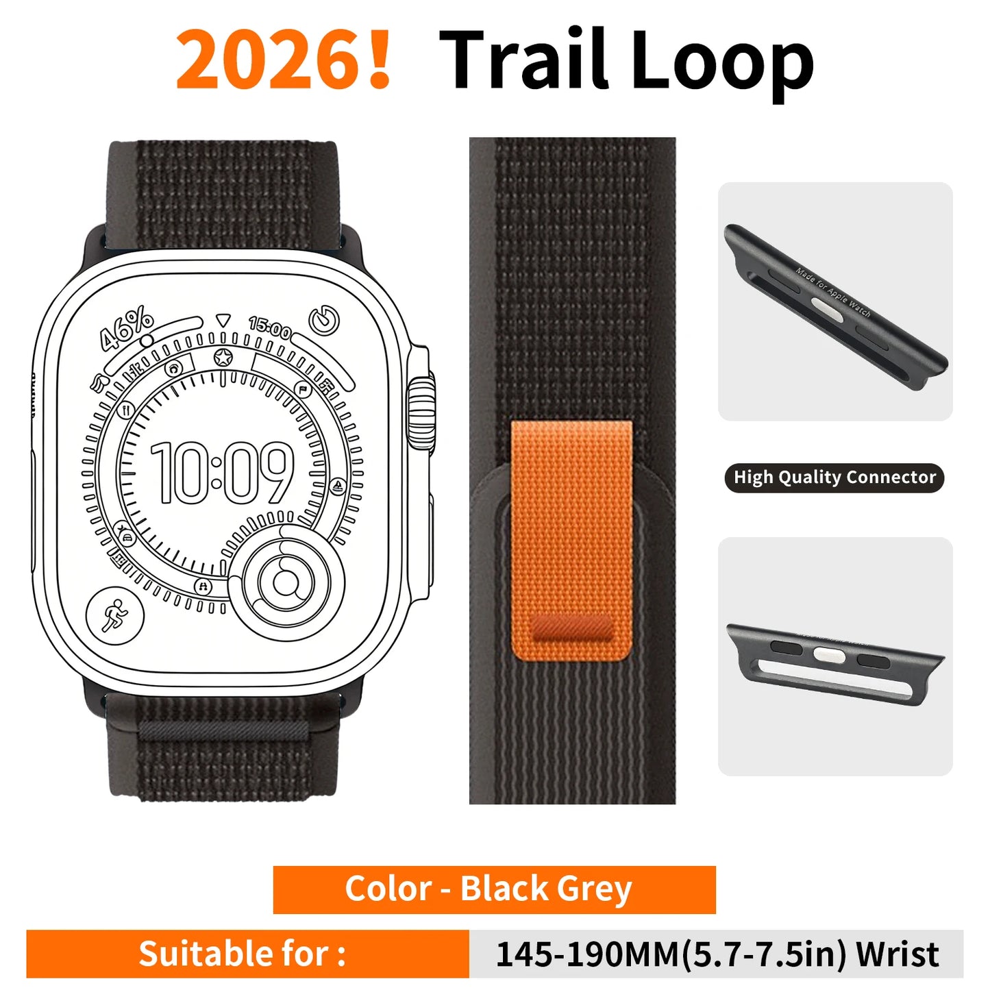 High-Quality Nylon Strap for Smartwatches | Natural Titanium Finish