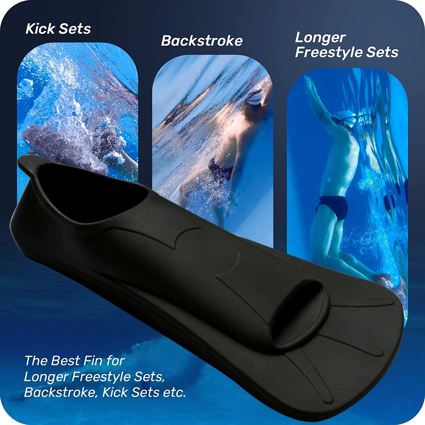 Multicoloured Short Silicone Snorkel Fins for Adults & Kids