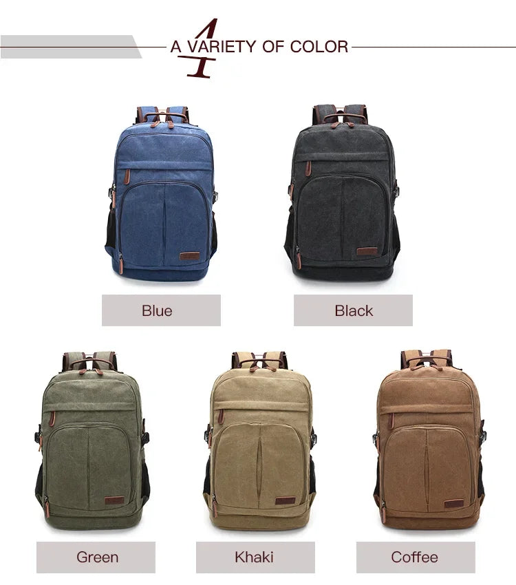 Men's Multifunctional Canvas Backpack | Spacious Travel & Hiking Bag