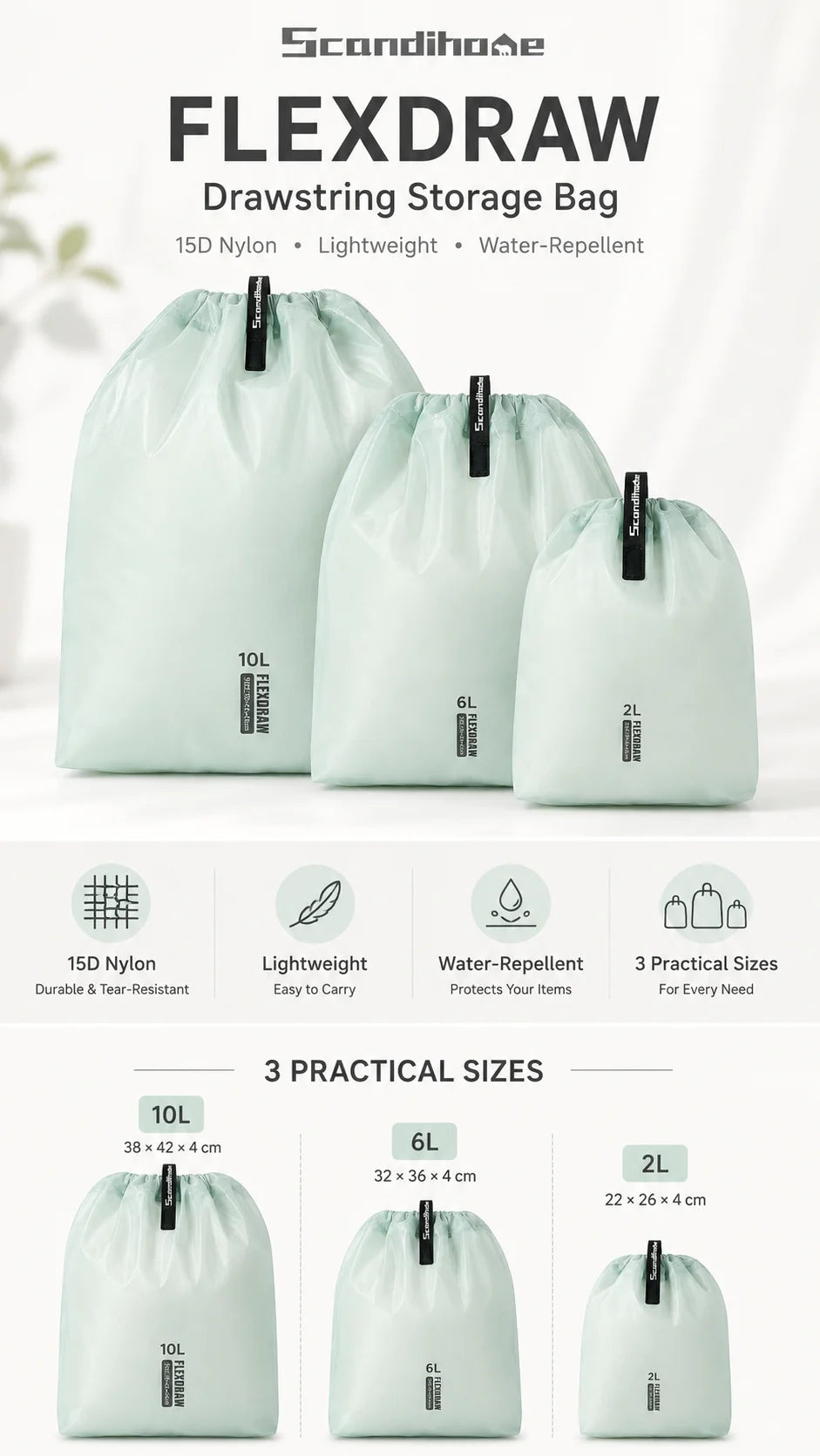 Large Capacity Waterproof Storage Bag for Clothes Travel Organizer Pouch with Multiple Pockets for Outdoor Hiking Camping