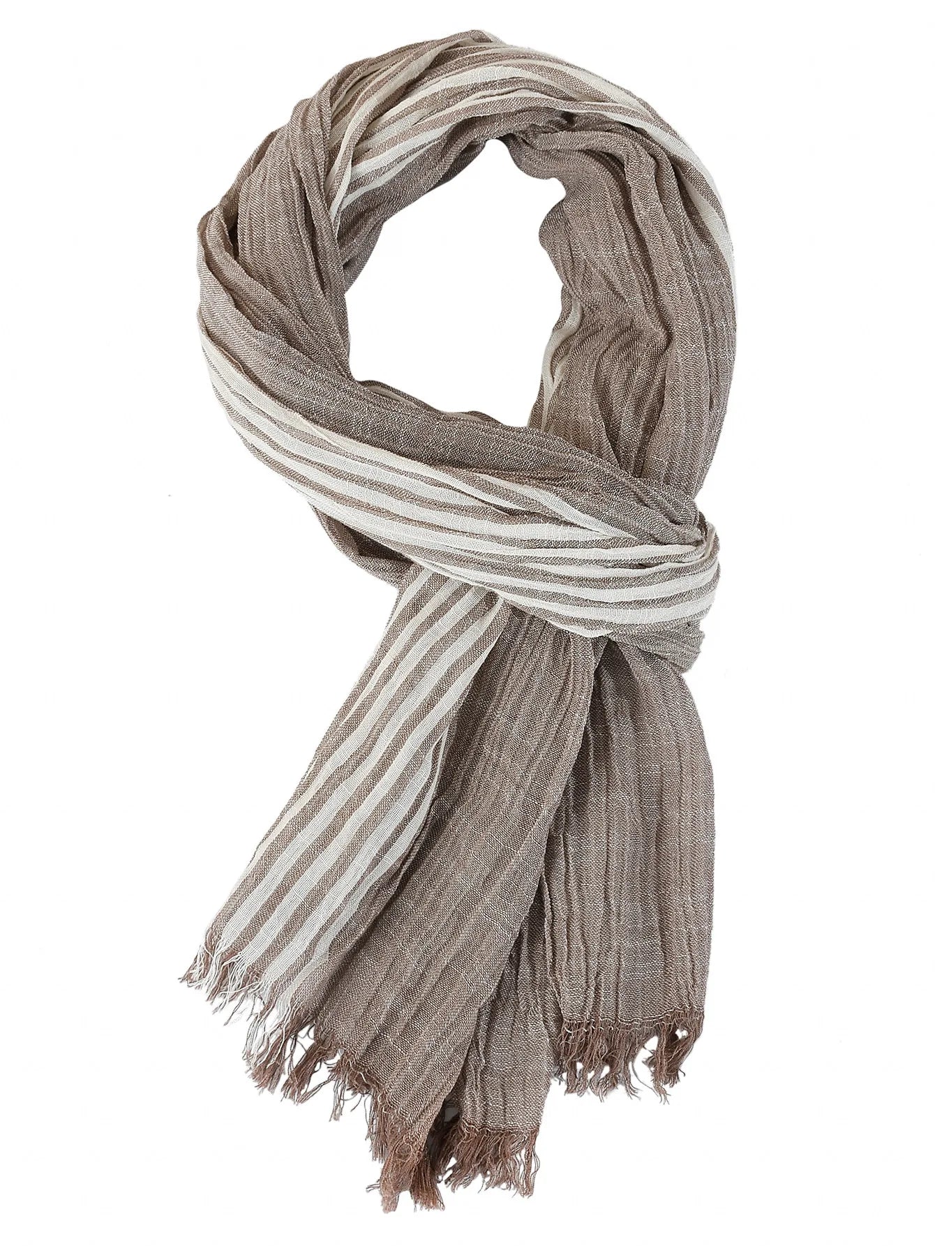 Fashionable Men's Cotton Linen Scarf | Warm Striped Neckerchief