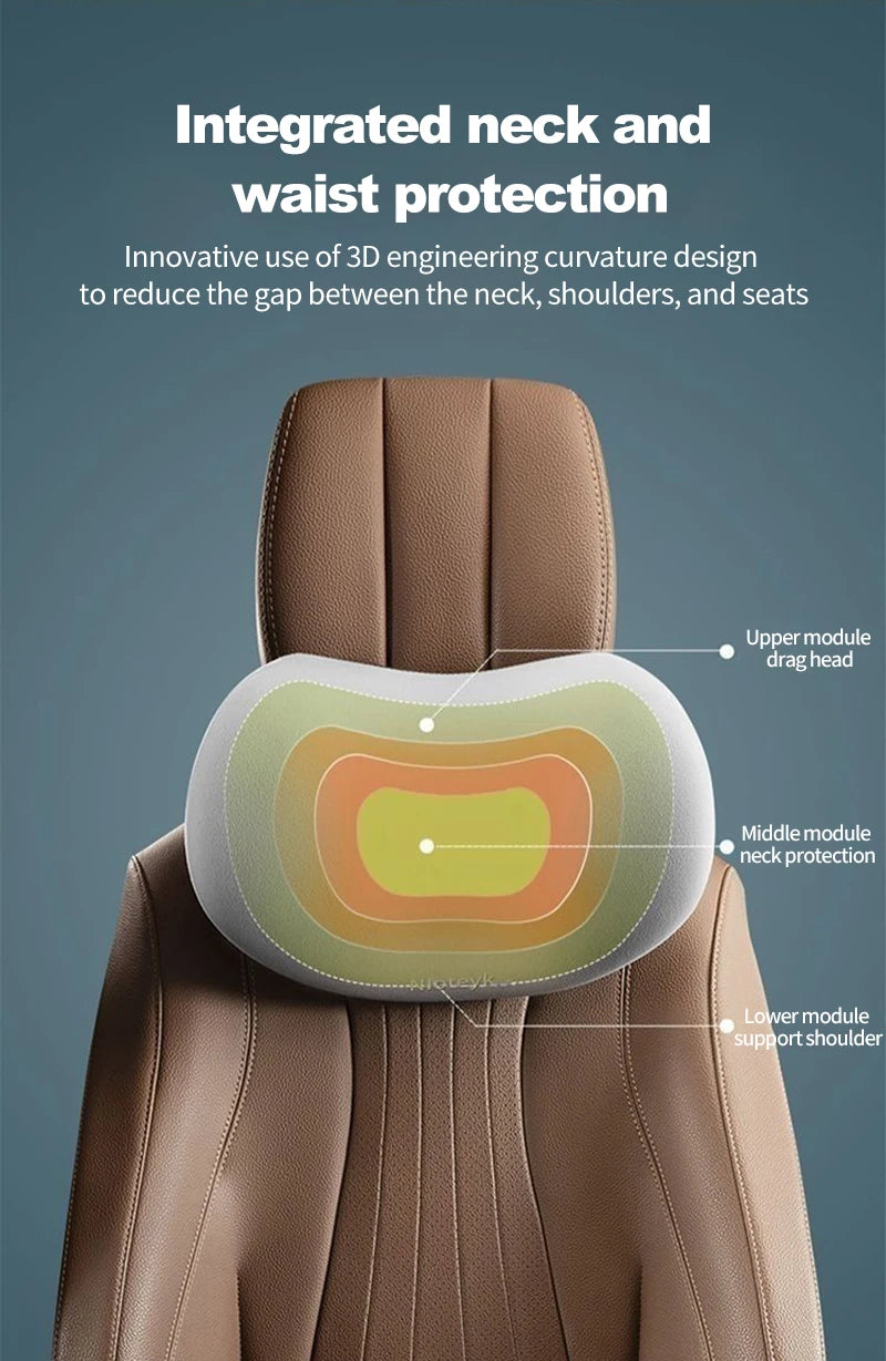 Memory Foam Car Neck Pillow | Breathable Lumbar Support Cushion