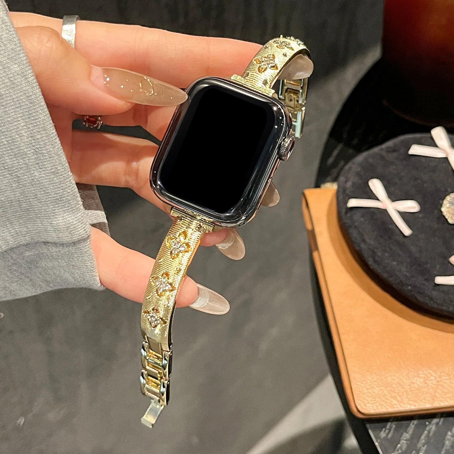 Elegant Gold Stainless Steel Bracelet | Stylish Watch Band Compatible