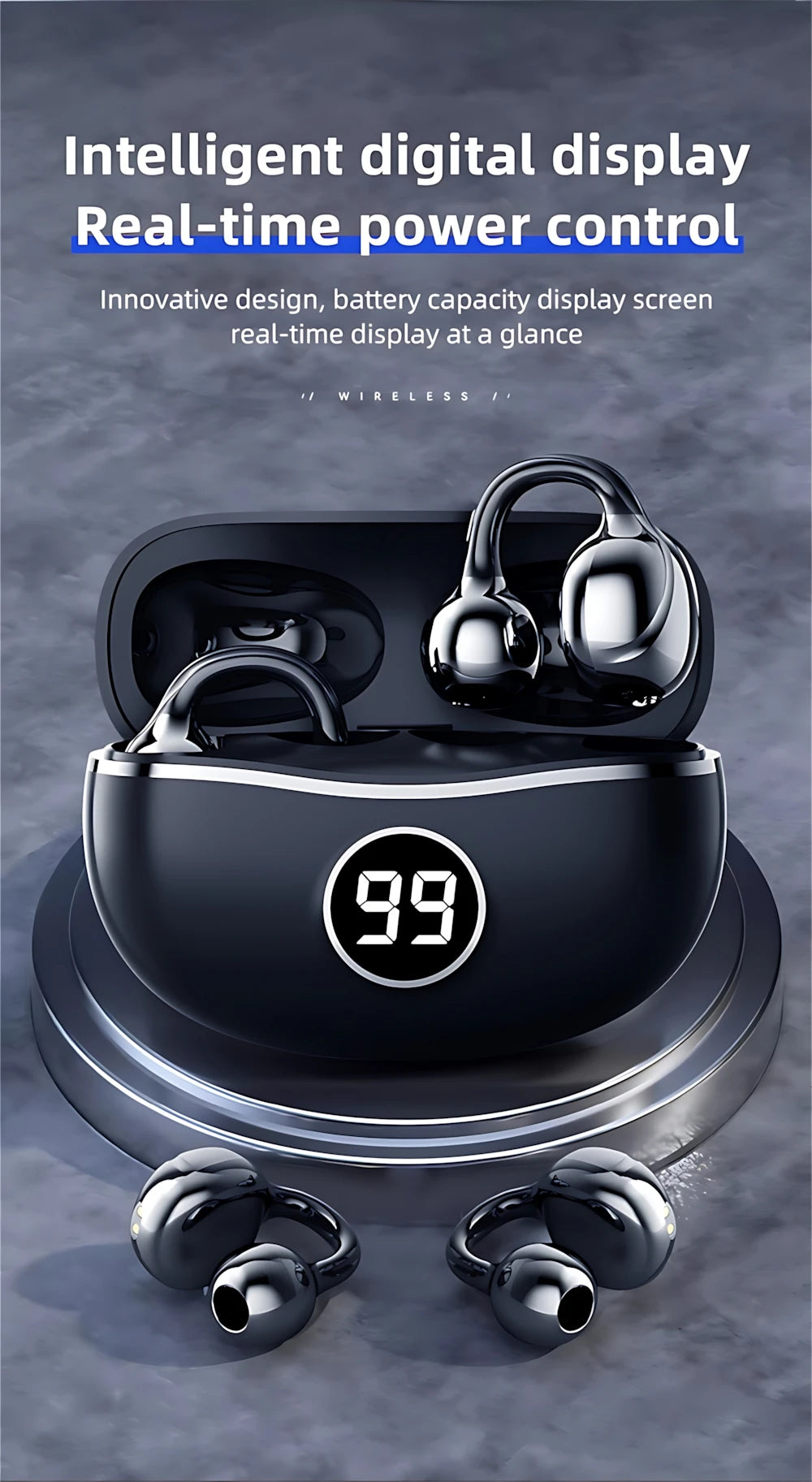 Wireless Bluetooth Open Ear Earbuds | Noise Cancelling Sports Earphones