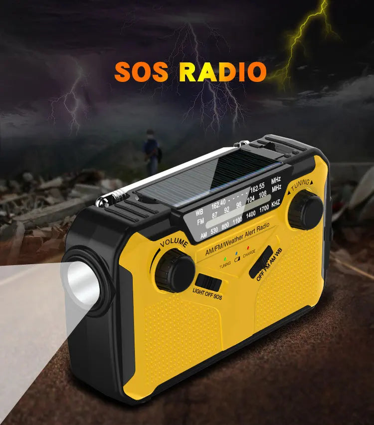 Portable Solar Energy AM FM Radio & Flashlight Emergency Power