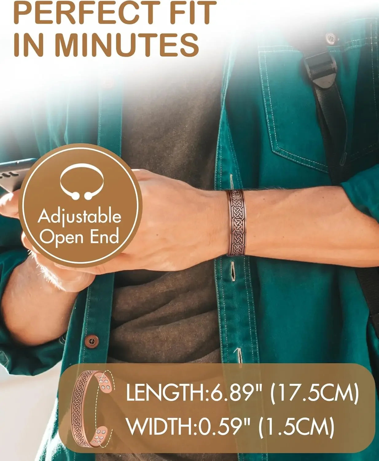 Vintage Copper Cuff Bracelet with Magnetic Therapy | Unisex Jewelry