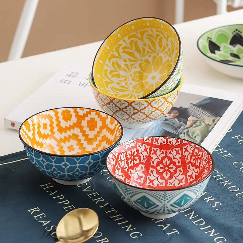 4-Piece Bohemian Ceramic Bowl Set for Every Occasion