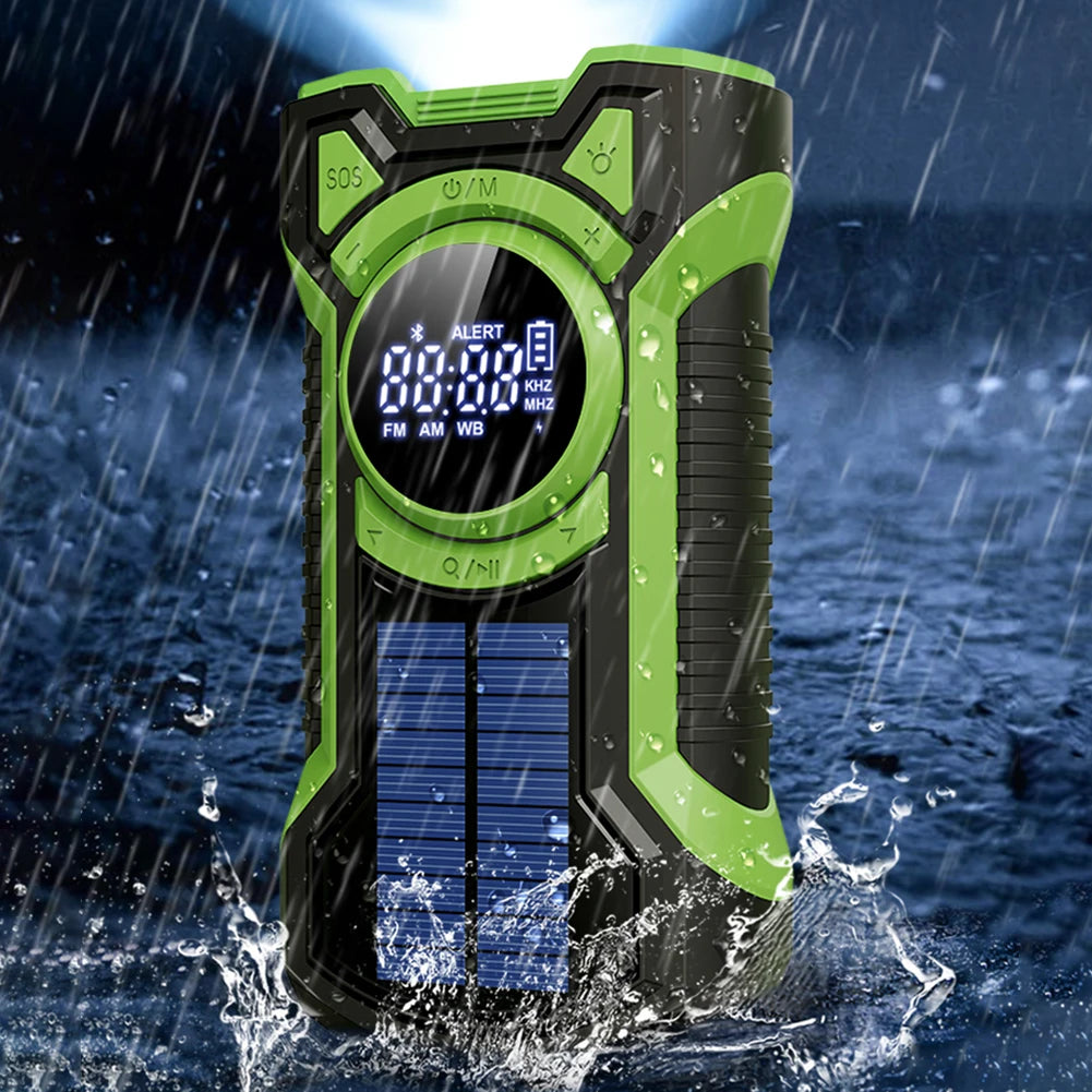 Portable Solar Emergency Weather Radio | Hand Crank & Bluetooth