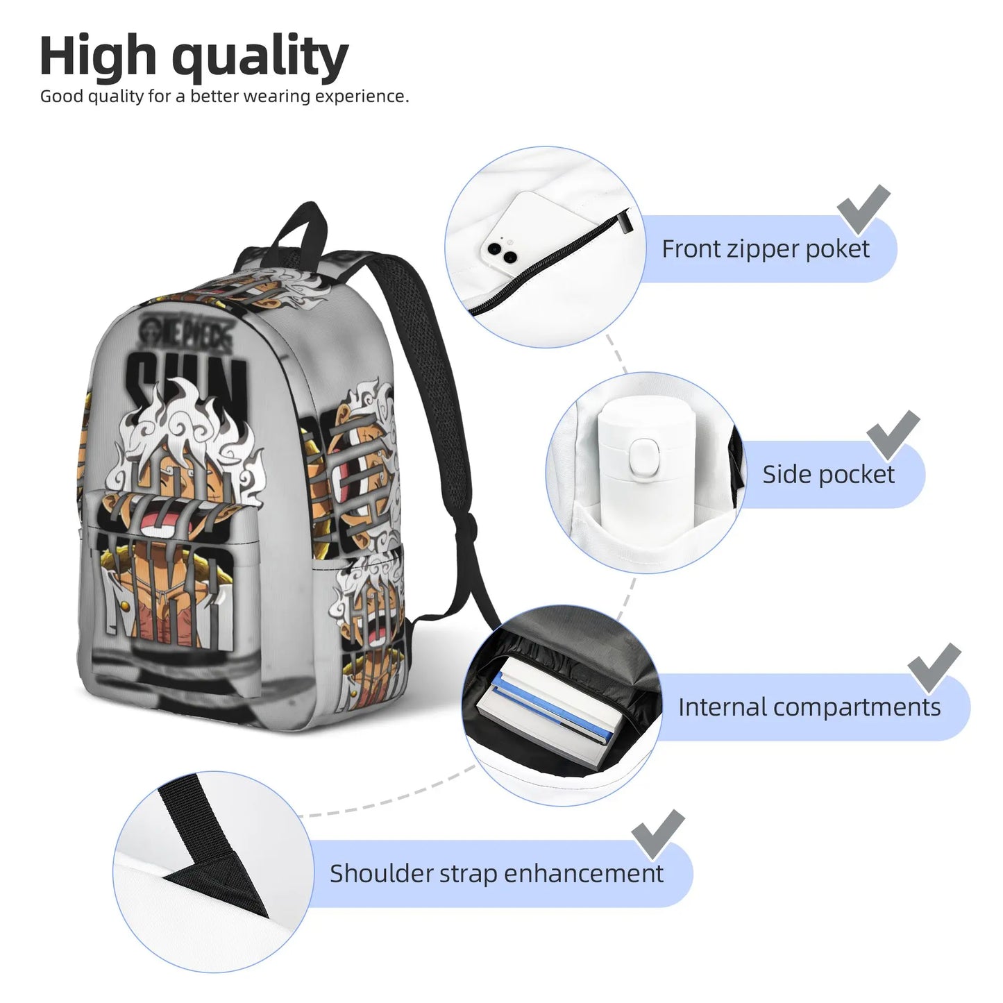 Fashionable Anime One Piece Backpack | Retro Washable Rucksack