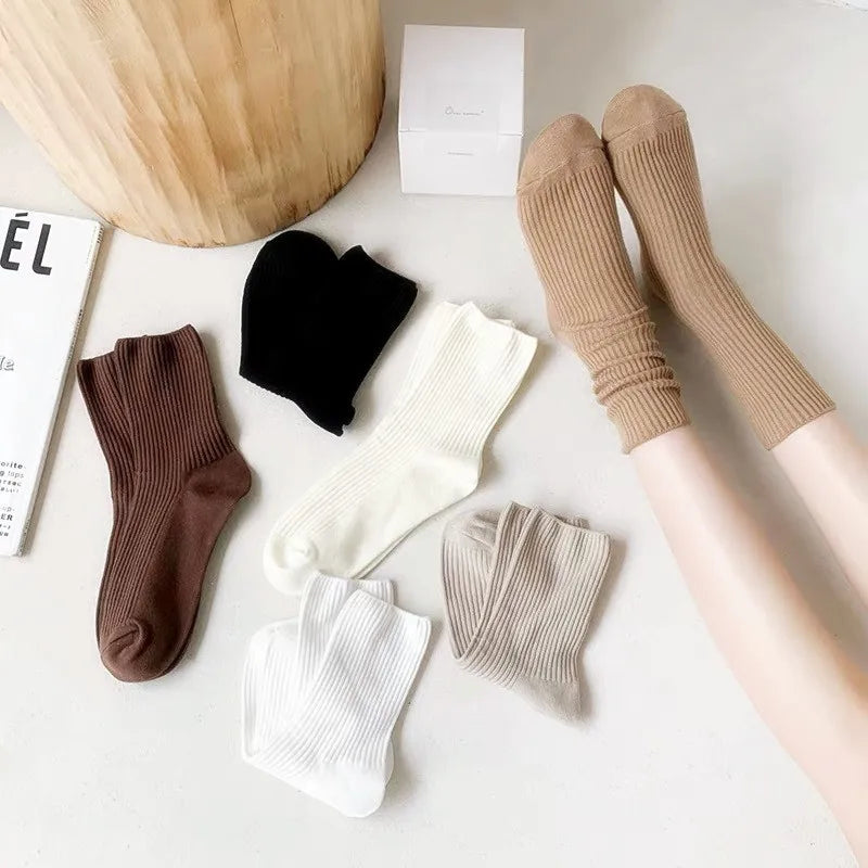 6 Pairs Women's Winter Cotton Socks | Cozy & Stylish Warmth