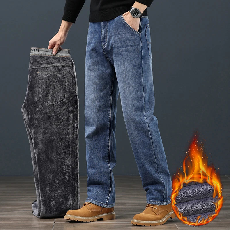 Winter Fleece Men's Jeans | Stylish Warm Denim for Cold Weather
