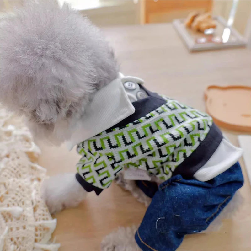 Stylish Knit Sweater Vest Costume for Small Dogs | Pet Jumpsuit Sets