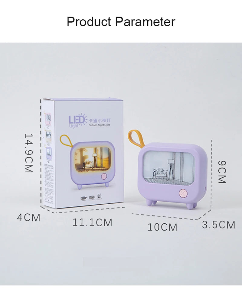 Cute TV Painting Night Light | Rechargeable LED Table Lamp for Kids