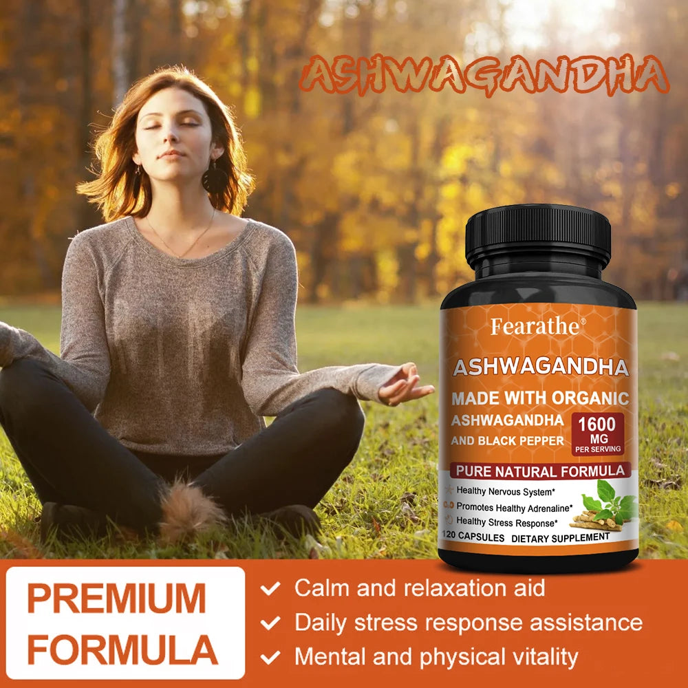 Organic Ashwagandha Root Extract with Black Pepper - Stress Relief