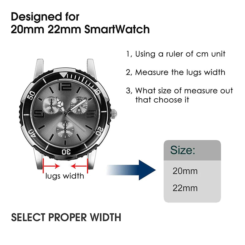 Universal 20mm 22mm Watch Band | Stylish & Durable Replacement Strap