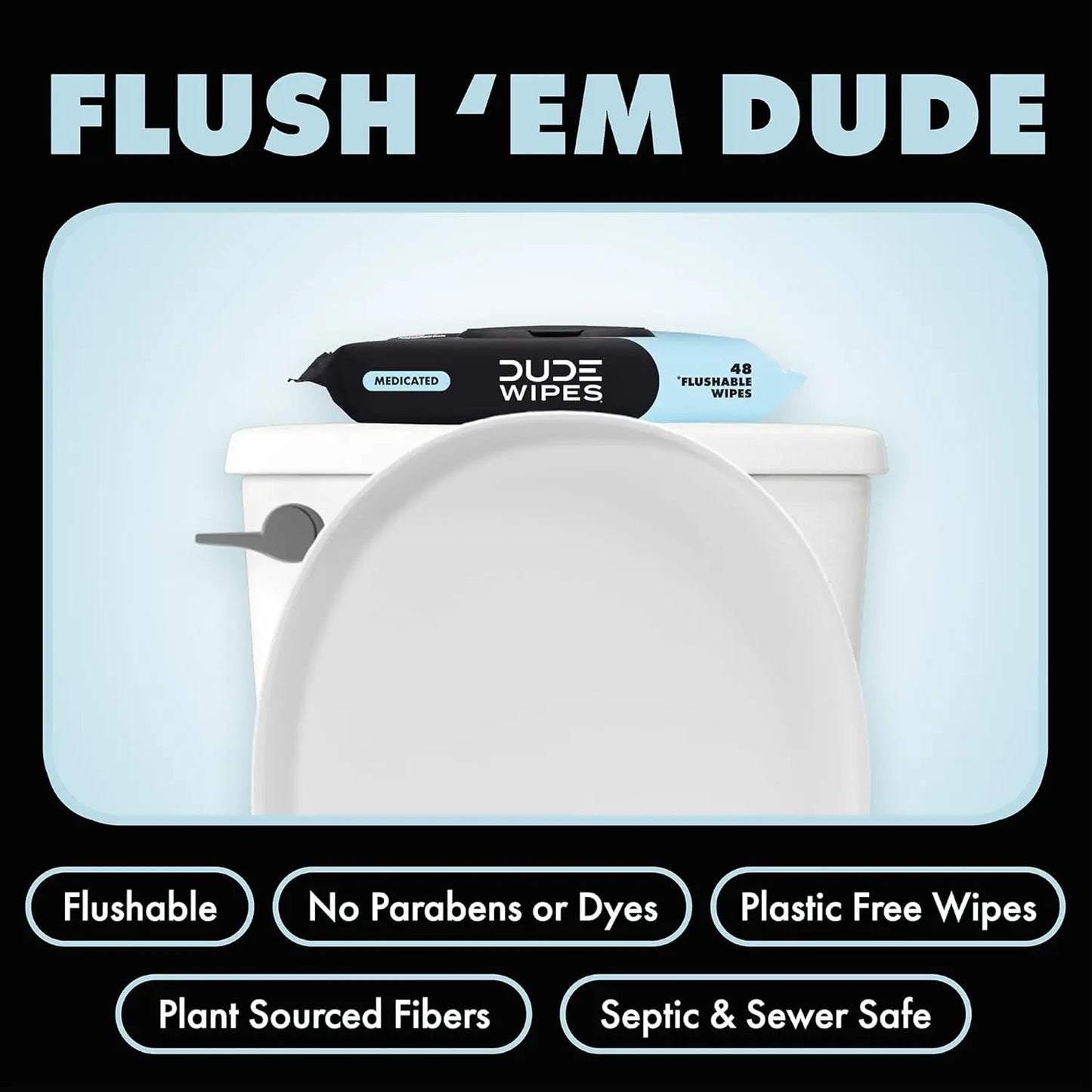 Fragrance Free Hemorrhoid Flushable Wipes - 48 Count - Extra Large, Medicated with Witch Hazel, Septic Safe